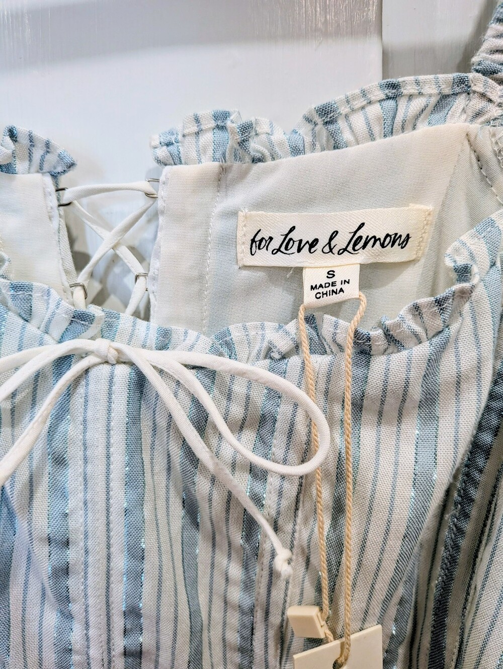 NWT for Love And Lemons The Leslie Puff Sleeve Striped Crop Top | Small - Picture 4 of 6